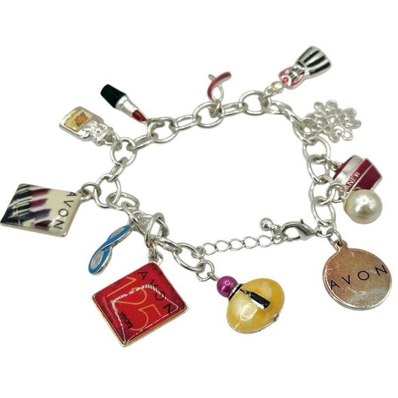 Avon vintage silver tone  charm bracelet - Picture 1 of 12